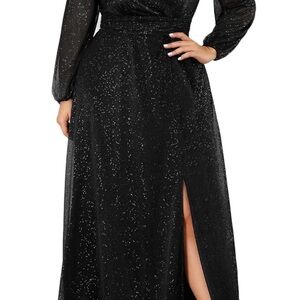 Elegant Black Glitter Evening Dress